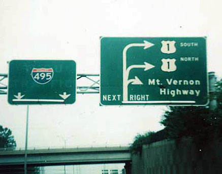 Virginia - Interstate 495 and U.S. Highway 1 sign.