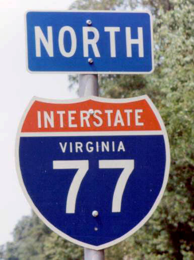 Virginia Interstate 77 sign.
