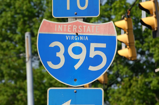 Virginia Interstate 395 sign.