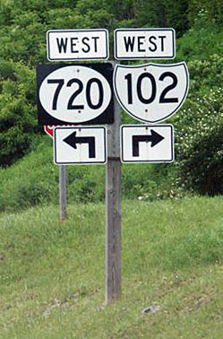 Virginia Interstate 102 sign.