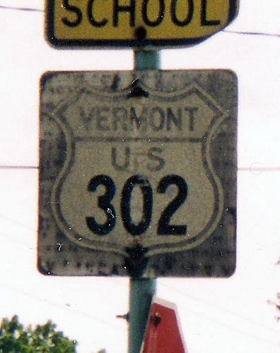 Vermont U.S. Highway 302 sign.