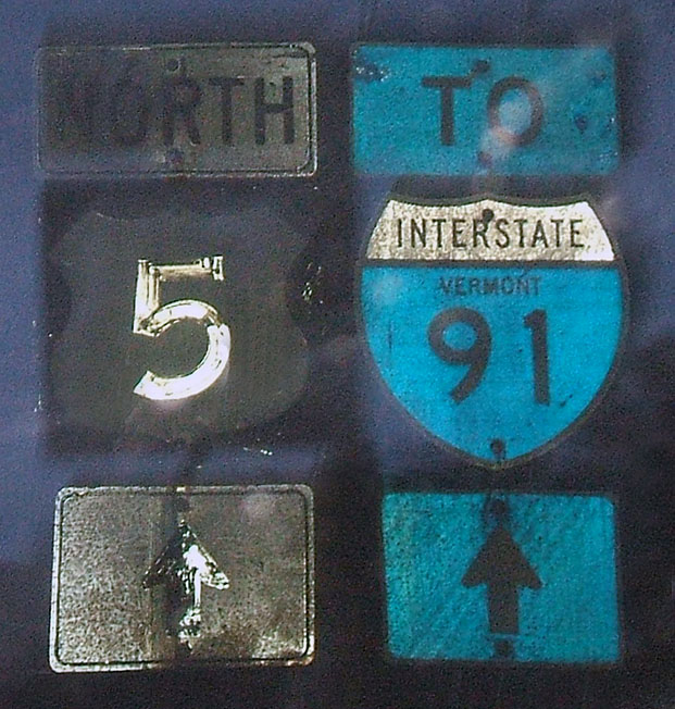 Vermont - Interstate 91 and U.S. Highway 5 sign.