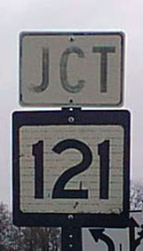 Vermont State Highway 121 sign.