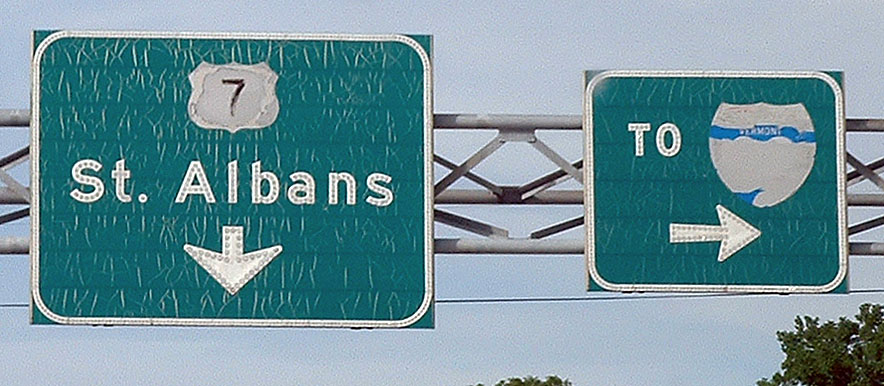 Vermont - U.S. Highway 7 and Interstate 89 sign.