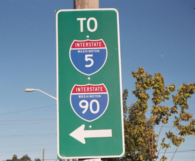 Washington - Interstate 5 and Interstate 90 sign.