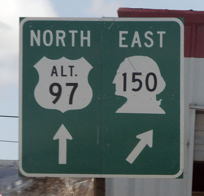 Washington - alternate U. S. highway 97 and State Highway 150 sign.