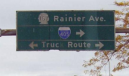 Washington - State Highway 167 and Interstate 405 sign.