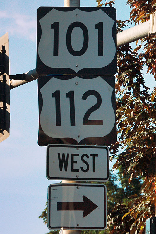Washington - U.S. Highway 112 and U.S. Highway 101 sign.