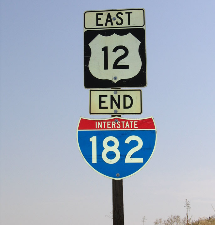 Washington - Interstate 182 and U.S. Highway 12 sign.