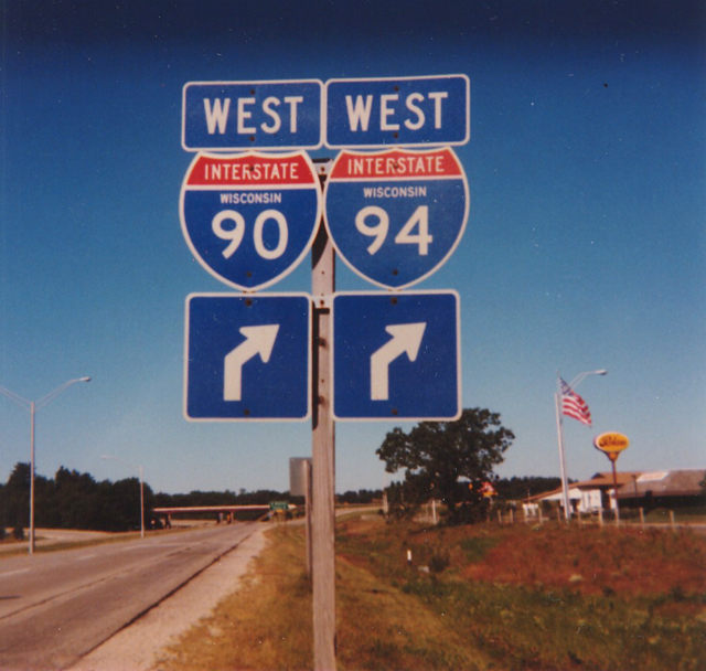Wisconsin - Interstate 90 and Interstate 94 sign.