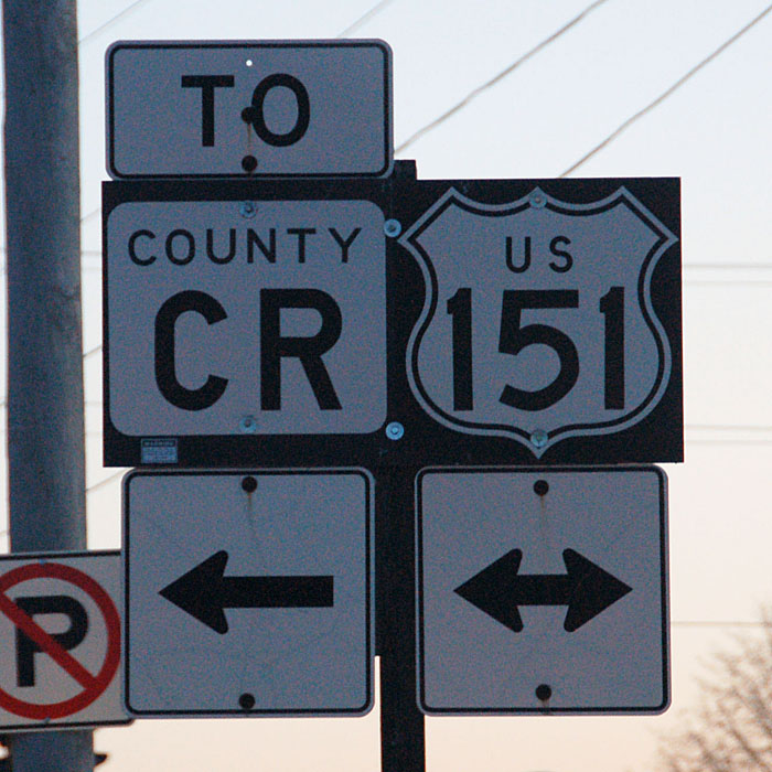 Wisconsin - U.S. Highway 151 and county route CR sign.
