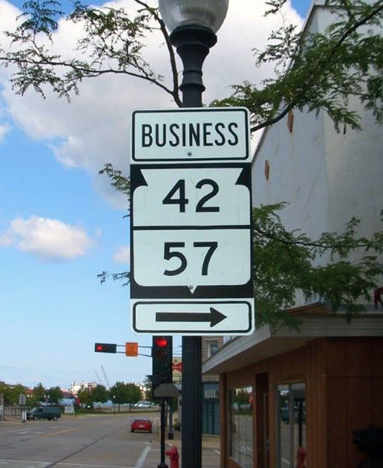 Wisconsin state highway 42 and 57 sign.