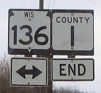 Wisconsin - county route I and State Highway 136 sign.