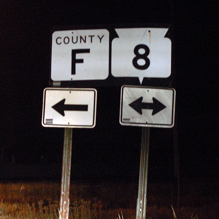 Wisconsin - State Highway 8 and county route F sign.