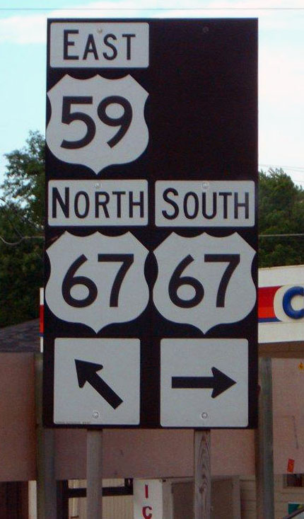 Wisconsin - U.S. Highway 59 and U.S. Highway 67 sign.