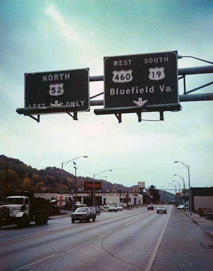 West Virginia - U.S. Highway 52, U.S. Highway 19, and U.S. Highway 460 sign.