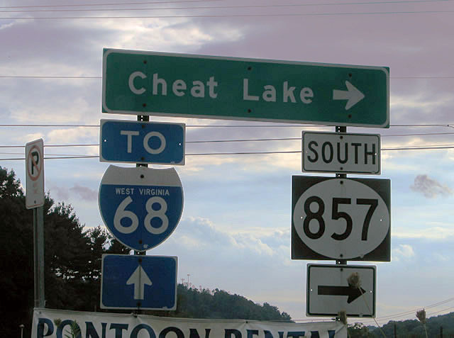West Virginia - interstate 68 and state highway 857 sign.