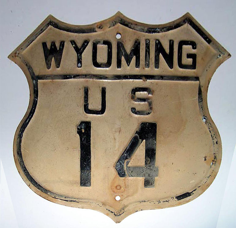 Wyoming U.S. Highway 14 sign.