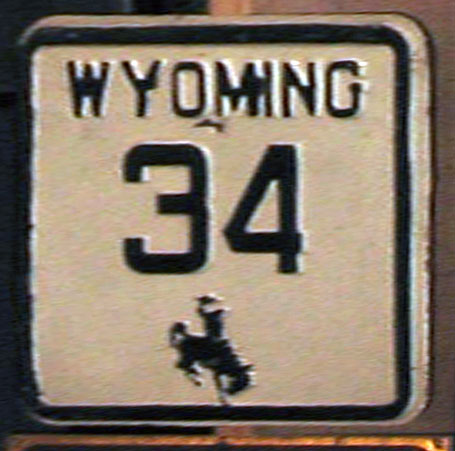 Wyoming State Highway 34 sign.