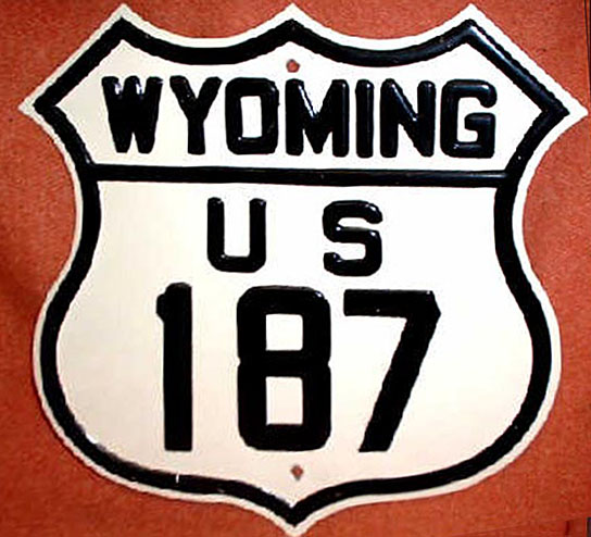 Wyoming U.S. Highway 187 sign.