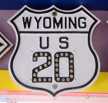 Wyoming U.S. Highway 20 sign.