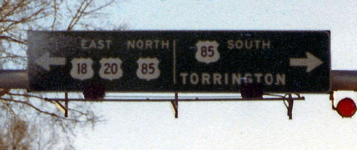 Wyoming - U.S. Highway 18, U.S. Highway 20, and U.S. Highway 85 sign.
