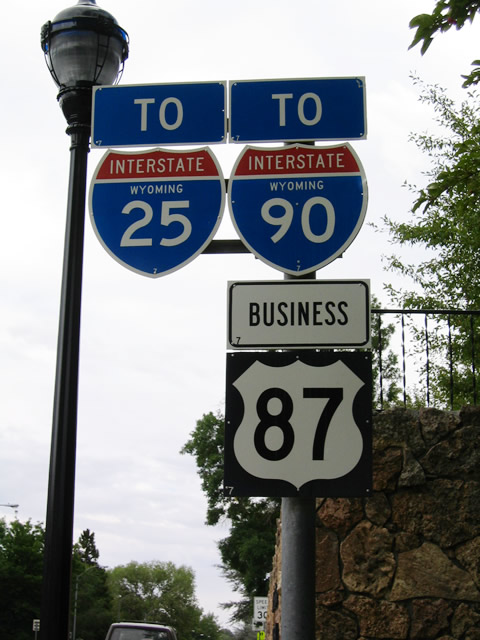 Wyoming - Interstate 90, Interstate 25, and U.S. Highway 87 sign.
