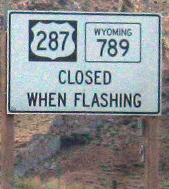 Wyoming - U.S. Highway 287 and State Highway 789 sign.