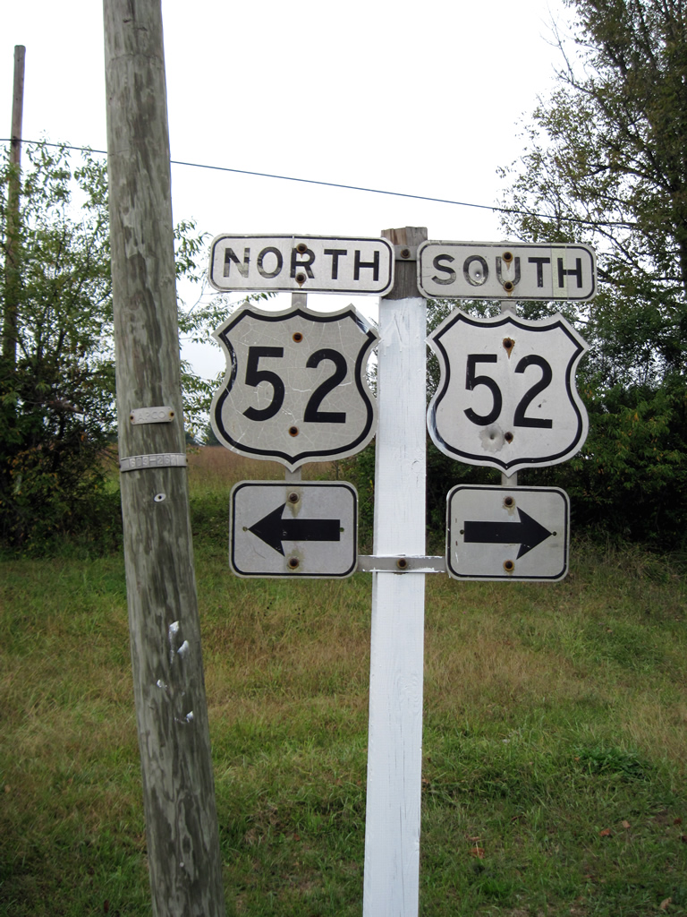  U.S. Highway 52 sign.