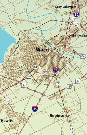 Waco, Texas map - AARoads