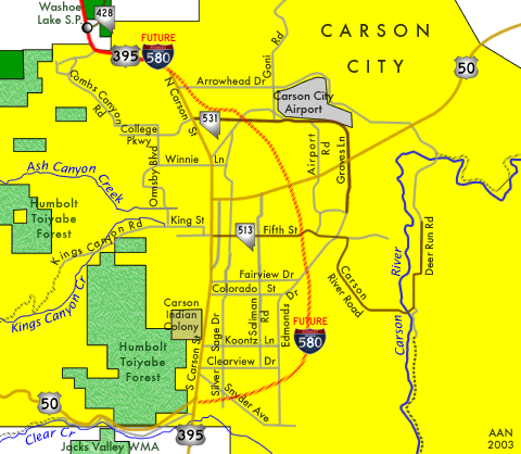 map of nevada. Carson City, Nevada Road Map