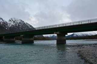 SR 1 (Sterling Highway) spans the Kenai River at the north end of Kenai Lake