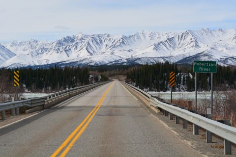 SR 2/Alaska Highway crosses the Robertson River just west of the Tanana River