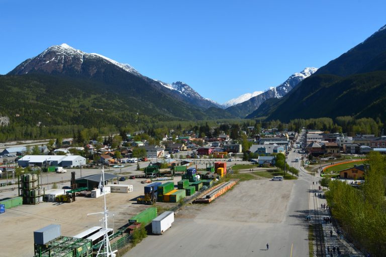 Looking north at the city of Skagway, Alaska