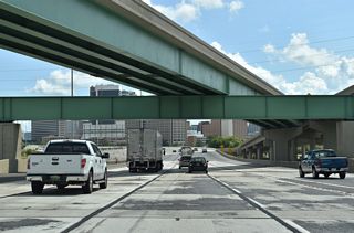 2016-20 construction demolished the previous elevated roadway dating from 1971 and replaced it with a new ten lane viaduct system.