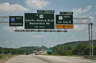 The removal of Exit 130 B coincided with extending the third lane on I-20 another 1,250 feet (ALDOT, 2022). Sign replacements here removed the reference to U.S. 78 for Exit 132.