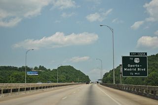 Oporto-Madrid Boulevard meets Interstate 20 east of the viaduct at the Eastwood neighborhood of Birmingham. The arterial runs north across Red Gap to become Madrid Avenue through the Gate City community.The U.S. 78 shield was removed by 2021.