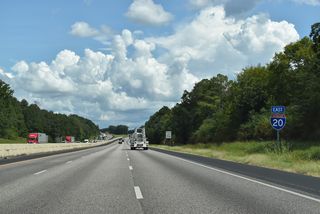 The roadways for Interstate 20 separate on a three mile stretch south of the Calhoun County line and Oxford city limits.