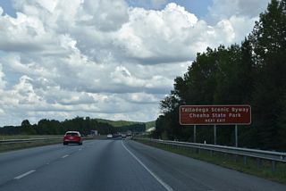 U.S. 431 meets the Talladega Scenic Byway (SR 281) 3.5 miles to the southeast of Exit 191 at a grade separated intersection. SR 281 straddles Talladega, Cheaha, and Horseblock Mountain southwest toward Campbell Springs. Cheaha State Park, home to Mt. Cheaha, the tallest point in the state of Alabama at 2,405 feet, is located along SR 281.
