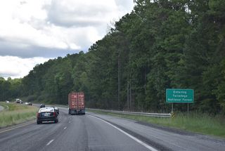 Interstate 20 traverses areas of Talladega National Forest east to Exit 199.