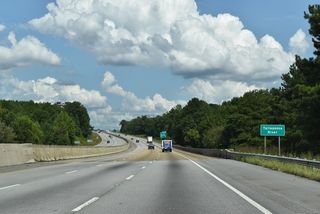The Tallapoosa River flows south from Interstate 20 into Lake Wedowee.