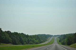 A sweeping curve leads Interstate 22 southward onto the bypass of Hamilton.