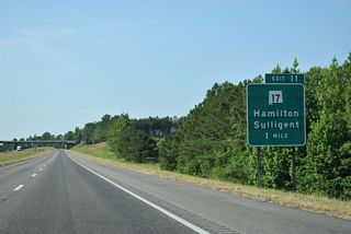 SR 17 travels southwest from U.S. 43/273 in Hamilton, meeting Interstate 22 at a diamond interchange (Exit 11), 11 miles northeast of Detroit.