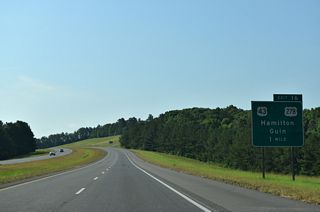 U.S. 43/278 converge with Interstate 22 at Exit 16 in one mile.