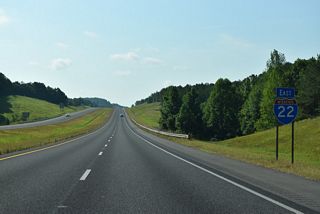 I-22/U.S. 78-SR 4 enter the Sam R. Murphy Wildlife Management Area east of Exit 16.