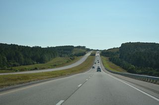 Two sets of bridges along Interstate 22 span Clifty Creek and then the New River.