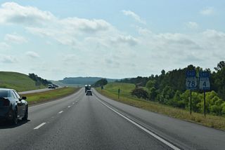 U.S. 78 and SR 4 shield assembly posted along the Interstate 22 mainline after Exit 39.