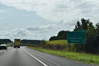 Bypassing Carbon Hill to the north, I-22/U.S. 78 briefly enter the city limits at Exit 46. SR 118 (Old U.S. 78) enters Carbon Hill from Kansas to the west along a four lane route.