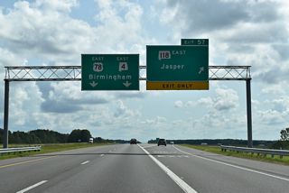 I-22/U.S. 78 turn southeast to bypass Jasper. The 57.46 mile long route of SR 118 concludes at SR 69 in Jasper. U.S. 78 formerly looped east along a combination of SR 118, SR 69 and SR 5 east from Jasper and south to Sumiton.