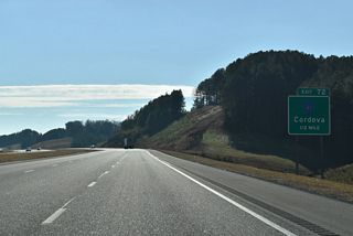 One half mile ahead of the diamond interchange (Exit 72) with CR 61 on I-22/U.S. 78 east.